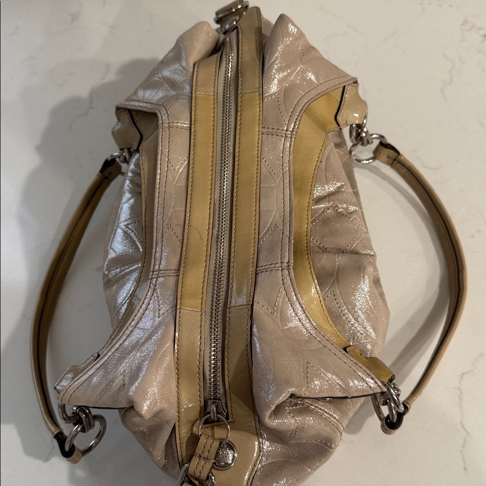Coach Maggie Metallic Beige Quilted Shoulder Bag, EUC - Picture 5 of 15